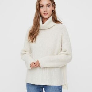 Vero Moda cowl neck pullover‎ sweater new NWT XS birch ivory oversized boxy
